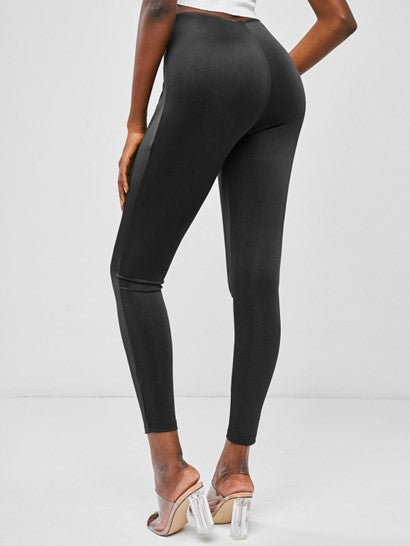 High Waisted Drawstring Tie Cut Out Ruched Leggings